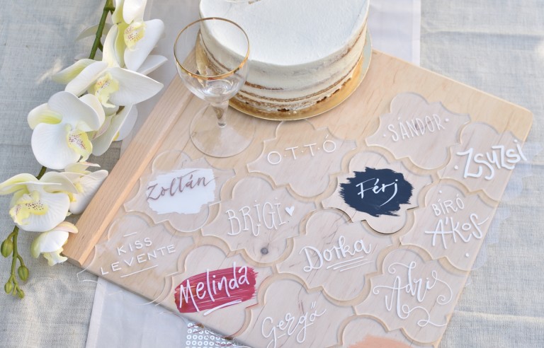 Esküvői névtábla / poháralátét TÖBBFÉLE FORMA