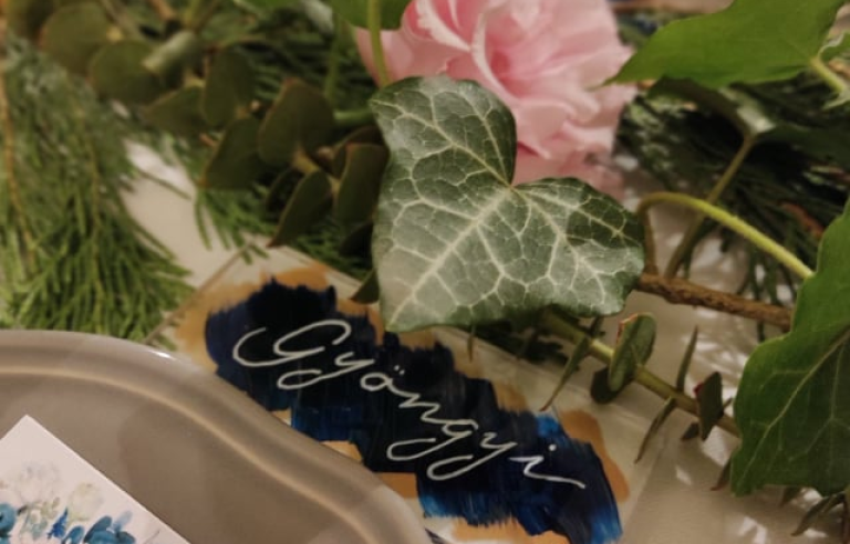 Plexi poháralátét, ültetőkártya