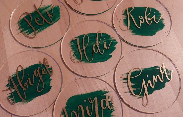 Esküvői névtábla / poháralátét TÖBBFÉLE FORMA